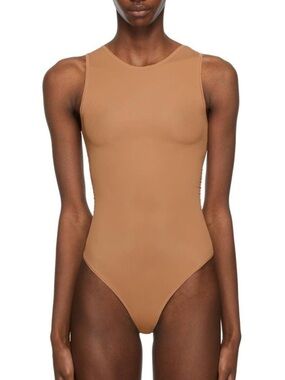 SKIMS | Jelly Sheer Crewneck Thong Bodysuit Size: L in Sienna